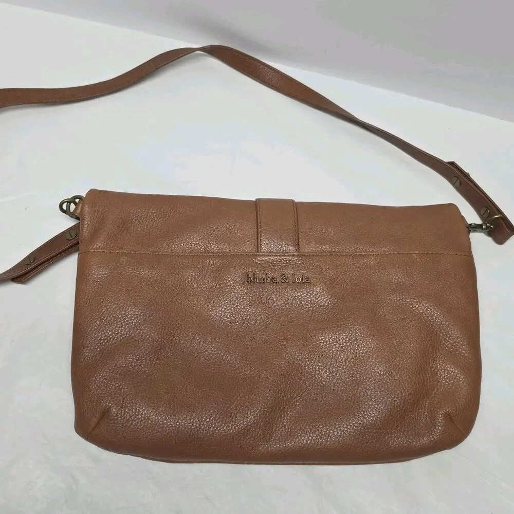Bimba Y Lola Women's Crossbody Tan Brown Leather Shoulder Bag Purse Y2K